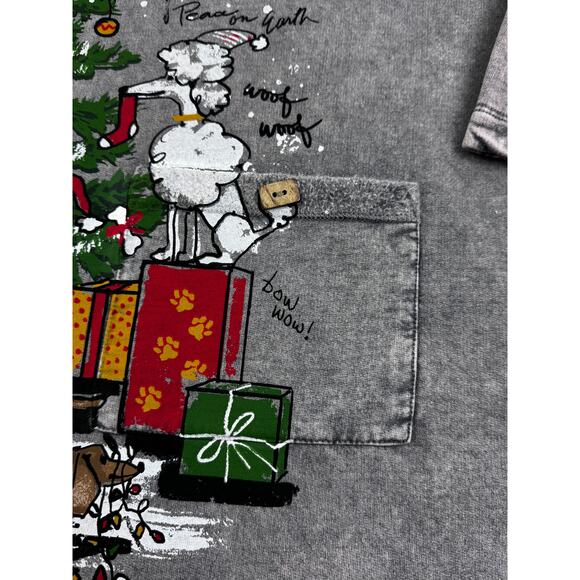 Ali Miles Dog Lovers Holiday Christmas City Scene Cotton Top Women's Size 2X - Picture 4 of 11
